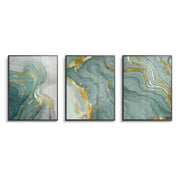 Emerald Flow Set of 3 - Fine Art - Jasmineart.ae