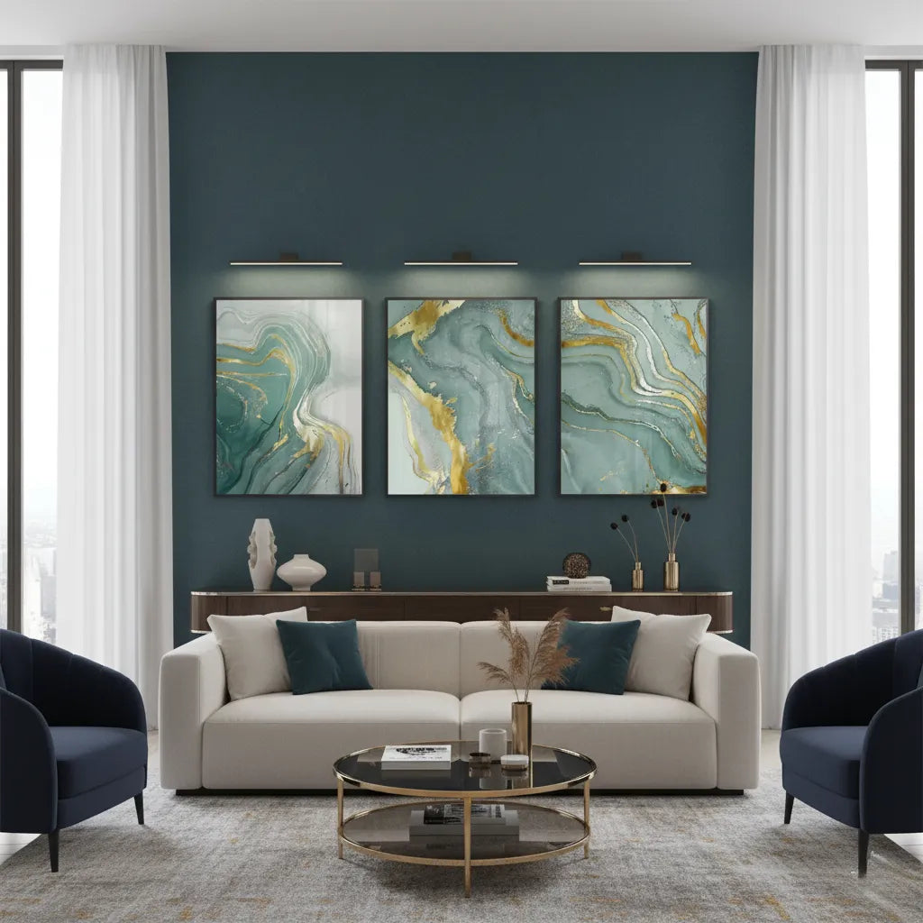 Emerald Flow Set of 3 - Fine Art - Jasmineart.ae