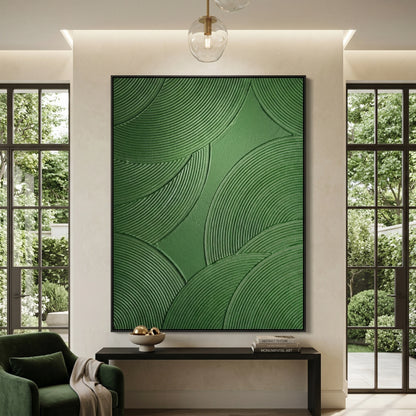 Contemporary Emerald Groove Abstract wall decor showcasing dynamic textures and rich green palette for UAE living spaces