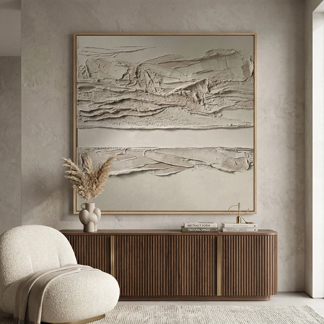 Evokes Nature modern wall decor, calming earthy tones, upscale UAE home accent