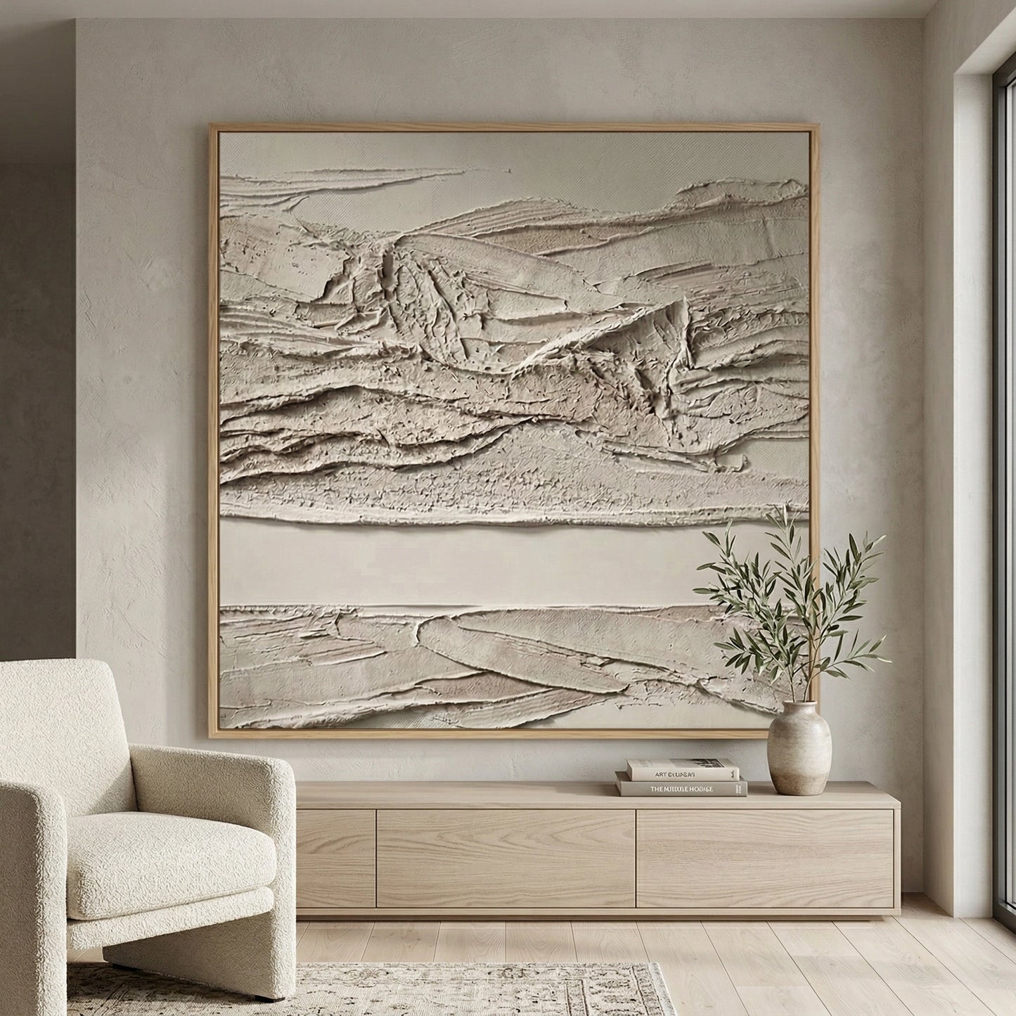2Evokes Nature elegant abstract canvas, luxury home accent, muted natural tones UAE