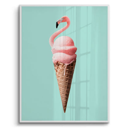 Flamingo Ice Cream Cone - Fine Art