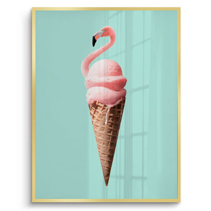 Flamingo Ice Cream Cone - Fine Art