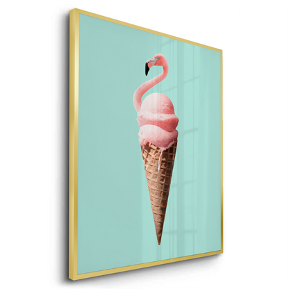 Flamingo Ice Cream Cone - Fine Art