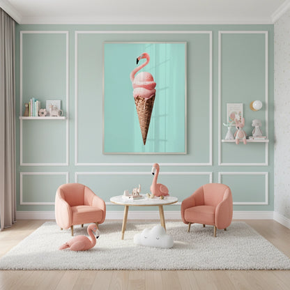 Flamingo Ice Cream Cone - Fine Art