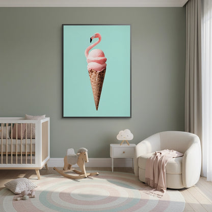 Flamingo Ice Cream Cone - Fine Art