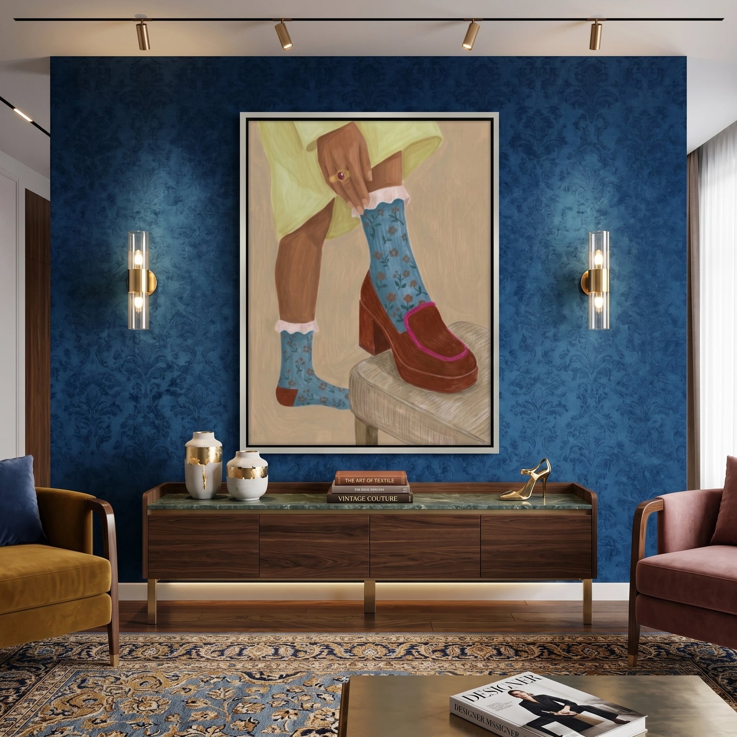 2Floral Socks - Canvas