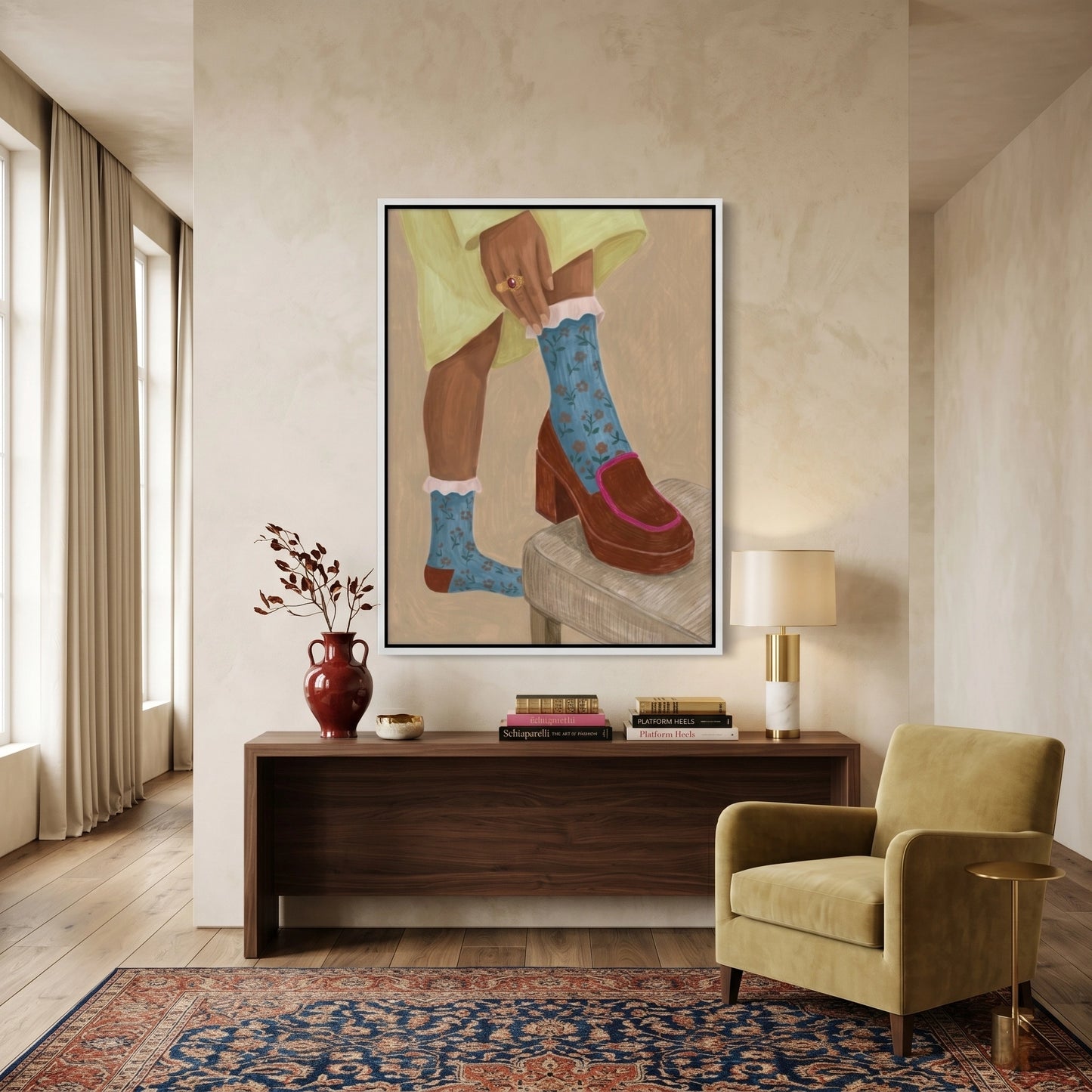 2Floral Socks - Canvas