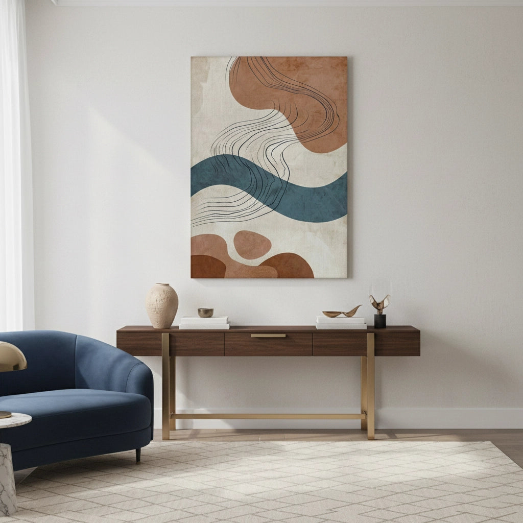 Flowing Lines and Pebbled Shapes - Canvas