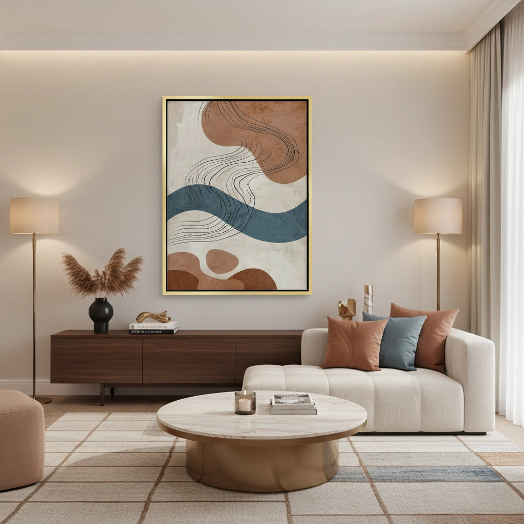 Flowing Lines and Pebbled Shapes - Canvas