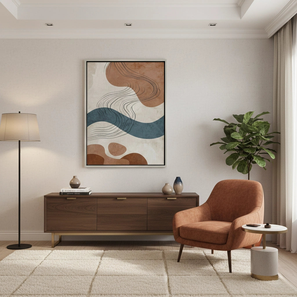 Flowing Lines and Pebbled Shapes - Canvas