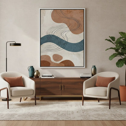 Flowing Lines and Pebbled Shapes - Canvas