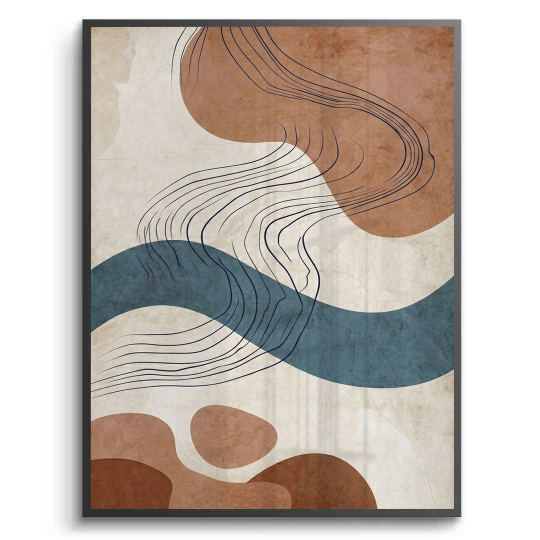 2Flowing Lines and Pebbled Shapes - Fine Art