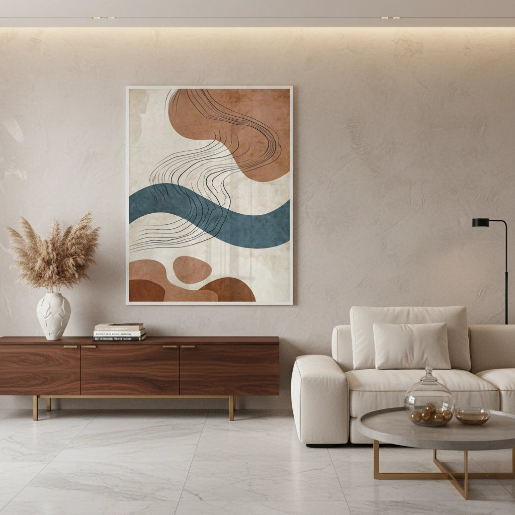 2Flowing Lines and Pebbled Shapes - Fine Art