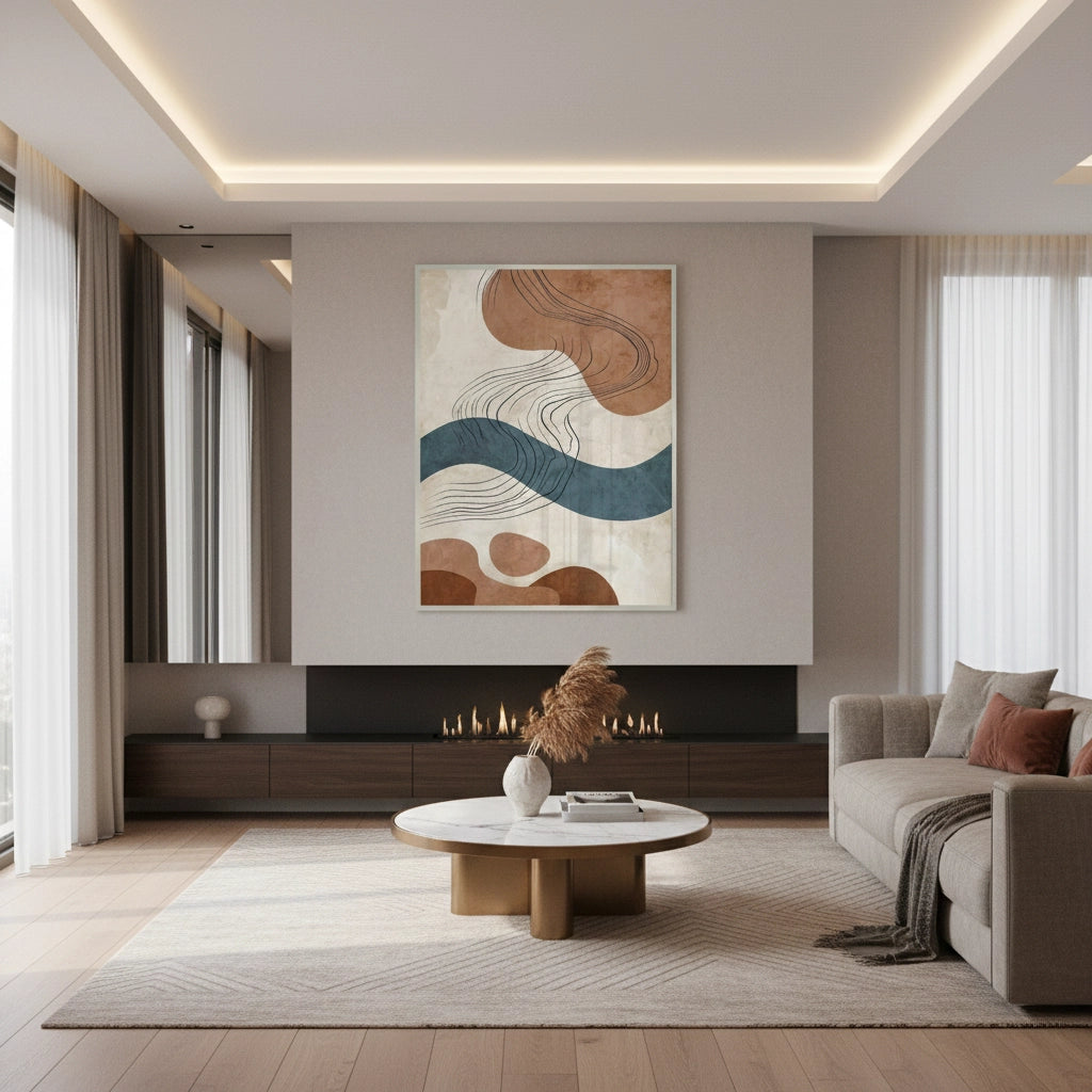 2Flowing Lines and Pebbled Shapes - Fine Art