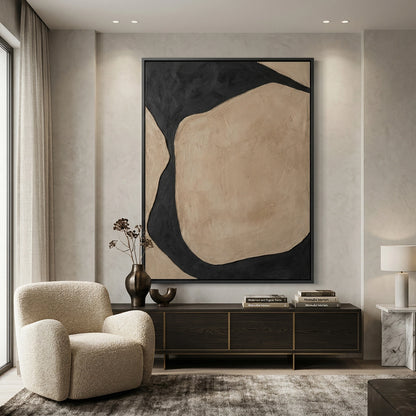 Minimalist Fluid Stone artwork with flowing lines and soft neutral palette for modern interiors