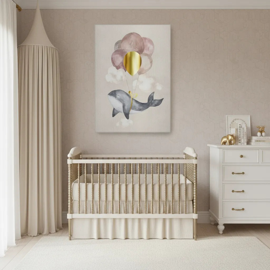 Flying Whale- Canvas - Jasmineart.ae