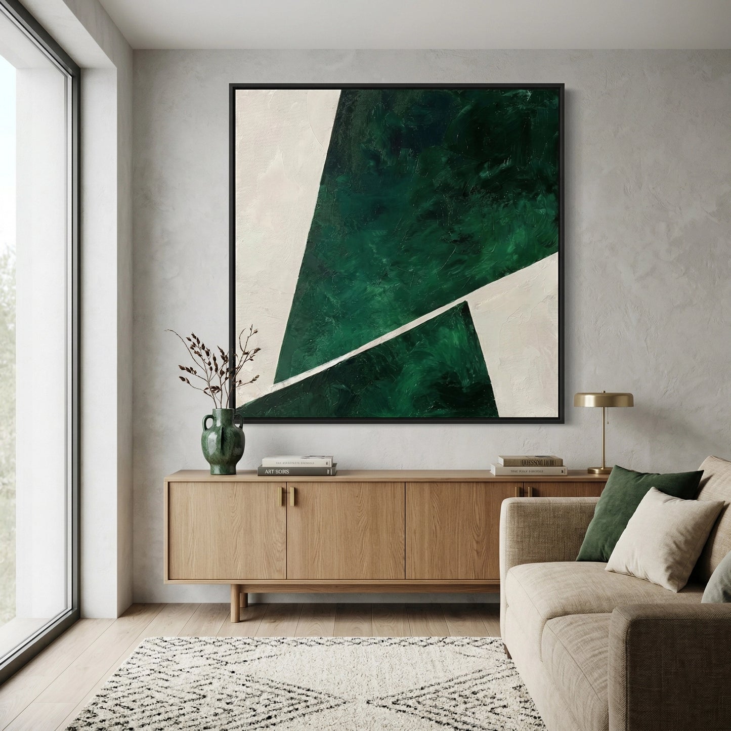 2Abstract forest geometric wall décor featuring layered green patterns and modern style