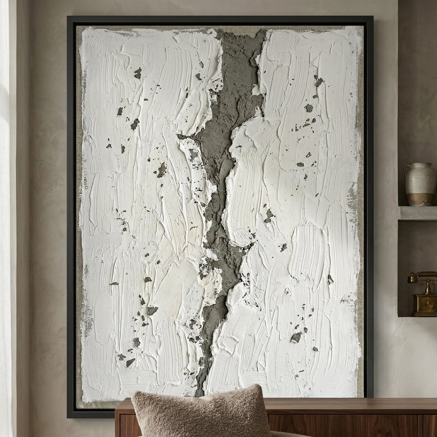 2Contemporary Fractured Earth wall decor showcasing layered textures and subtle earth-inspired palette for UAE living spaces