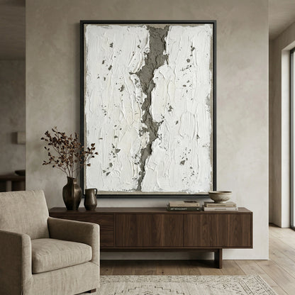 Textured cracked earth art print with neutral tones, enhancing stylish UAE interior styling