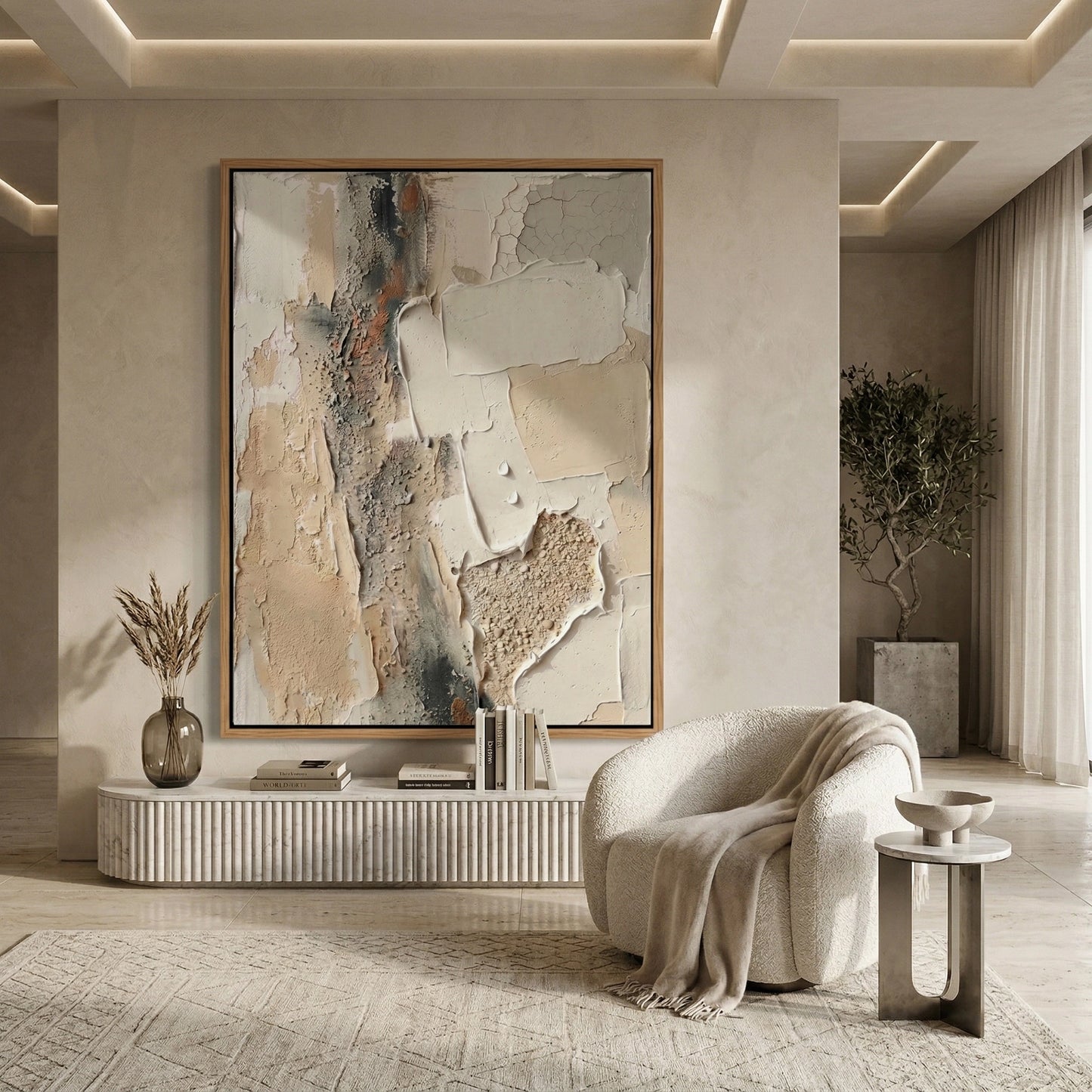 2Fragmented Silence abstract wall art, modern fragmented design, luxury UAE home decor