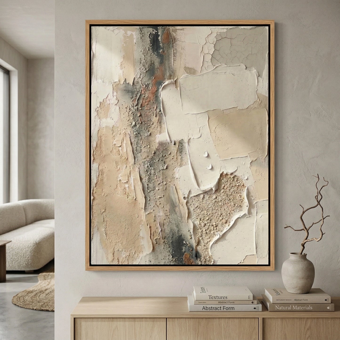 2Fragmented Silence modern art print, geometric abstract artwork, stylish UAE living room