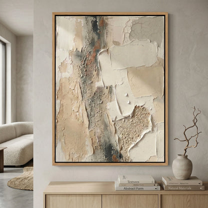 Fragmented Silence modern art print, geometric abstract artwork, stylish UAE living room