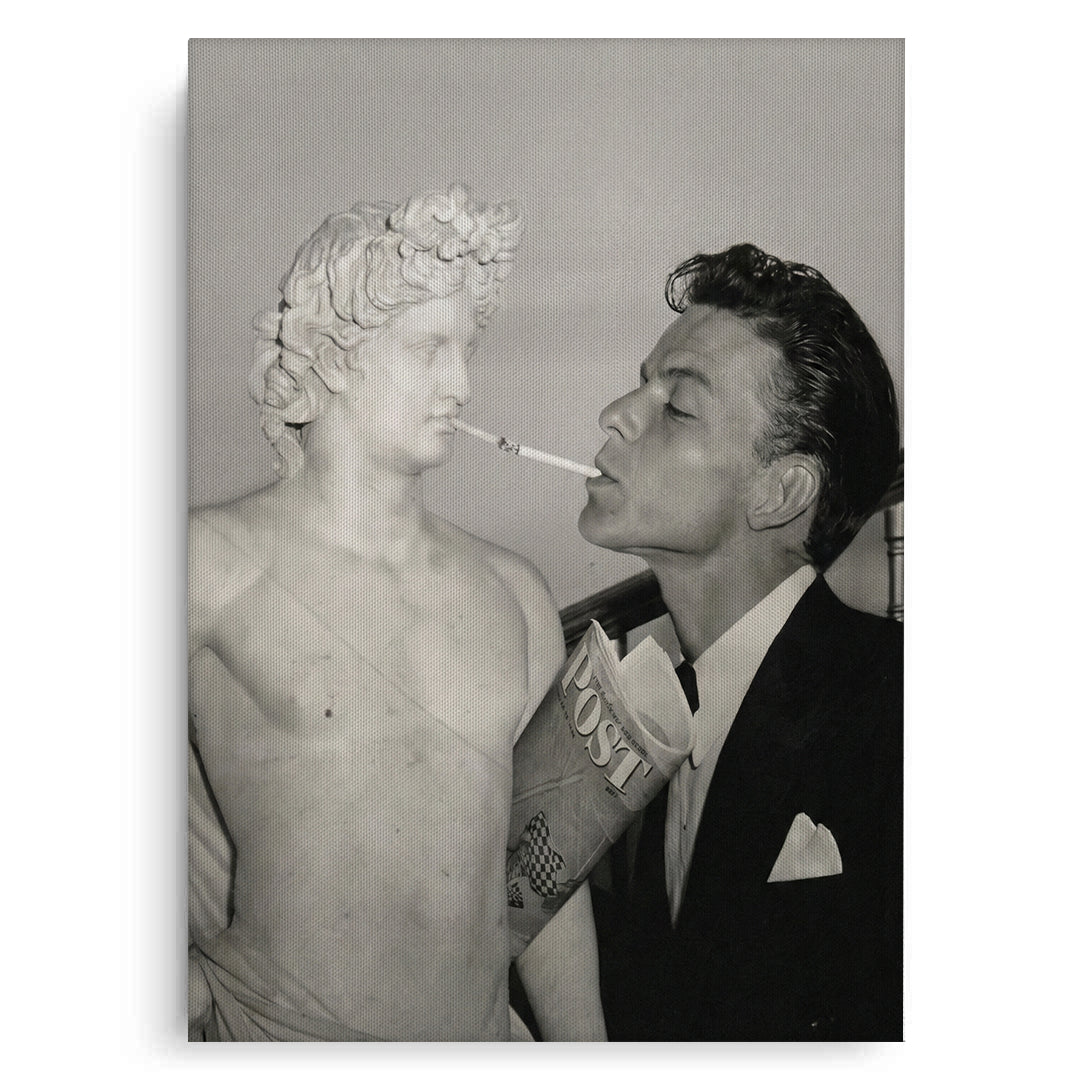 2Frank Sinatra Lighting a Cigarette from a Greek Statue - Canvas