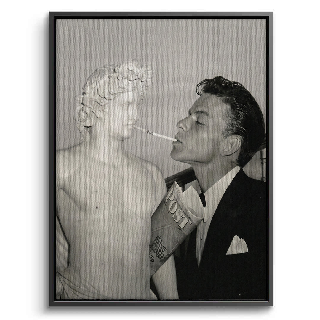 2Frank Sinatra Lighting a Cigarette from a Greek Statue - Canvas