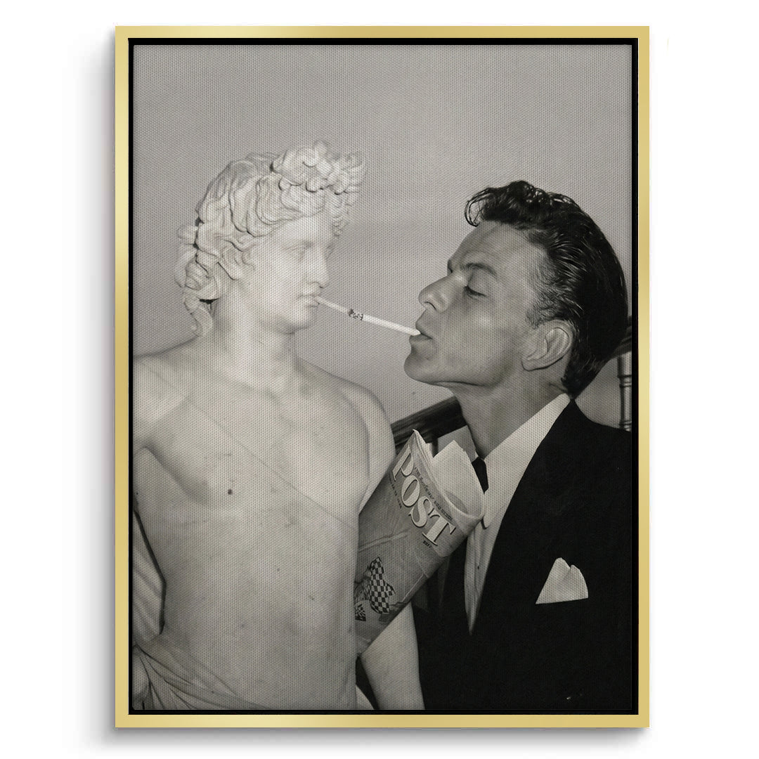 2Frank Sinatra Lighting a Cigarette from a Greek Statue - Canvas