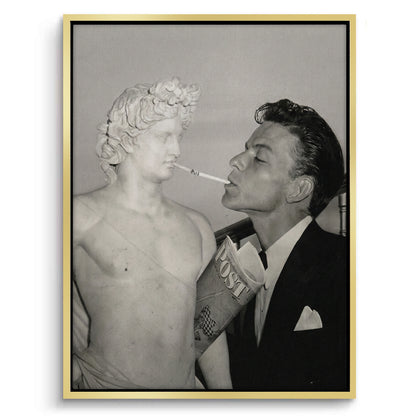 Frank Sinatra Lighting a Cigarette from a Greek Statue - Canvas