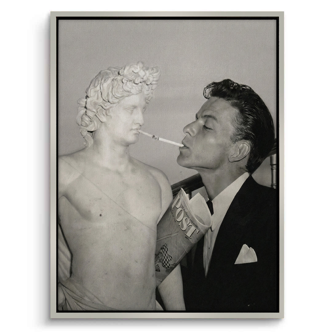 2Frank Sinatra Lighting a Cigarette from a Greek Statue - Canvas