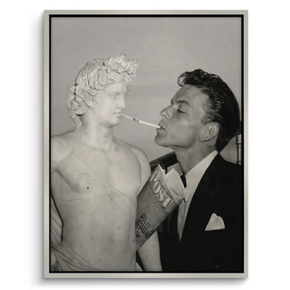 Frank Sinatra Lighting a Cigarette from a Greek Statue - Canvas