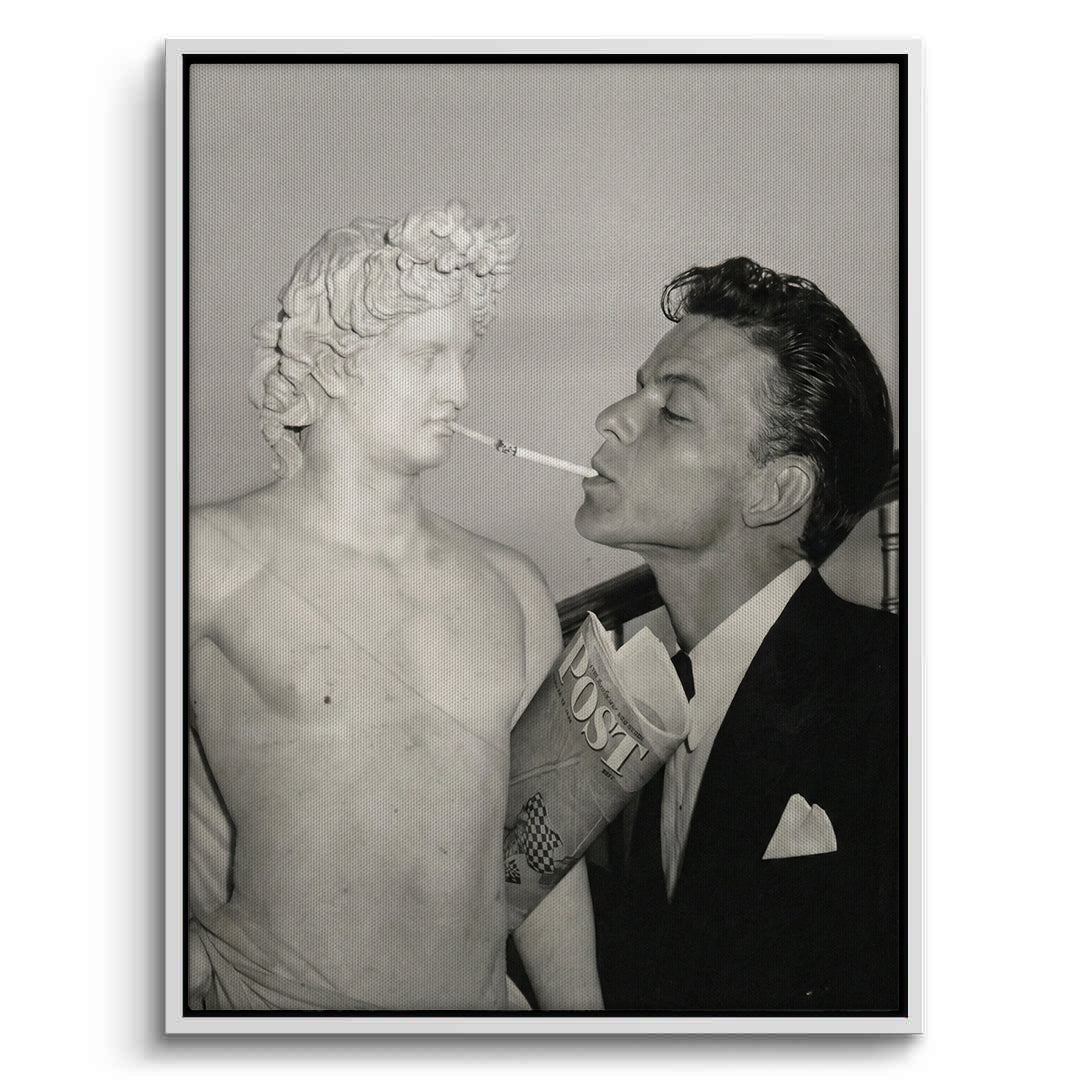 2Frank Sinatra Lighting a Cigarette from a Greek Statue - Canvas