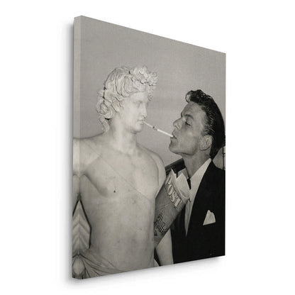 Frank Sinatra Lighting a Cigarette from a Greek Statue - Canvas