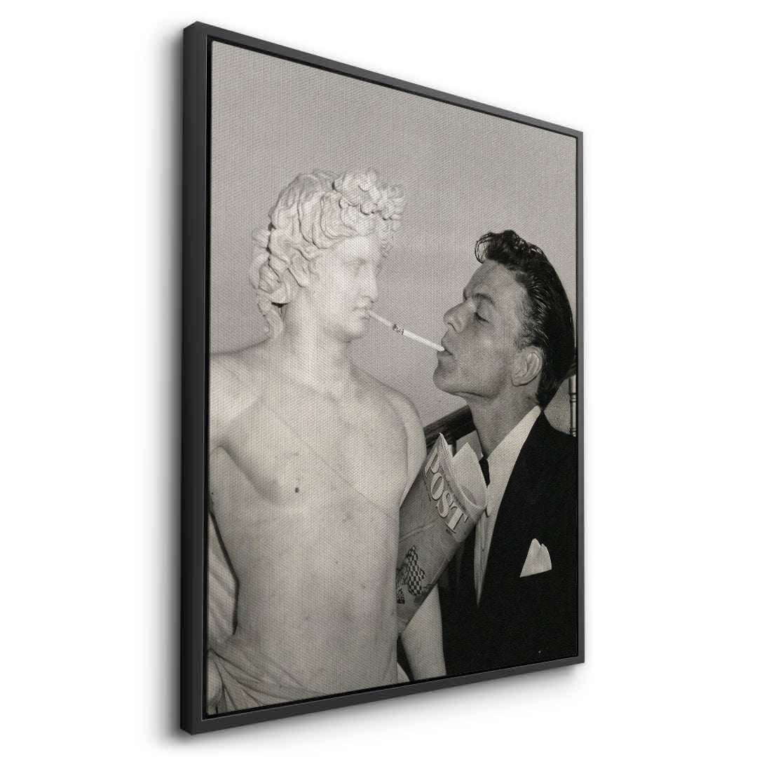 2Frank Sinatra Lighting a Cigarette from a Greek Statue - Canvas