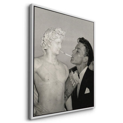 Frank Sinatra Lighting a Cigarette from a Greek Statue - Canvas