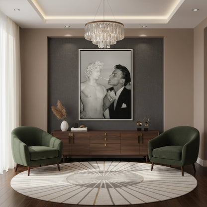 Frank Sinatra Lighting a Cigarette from a Greek Statue - Canvas