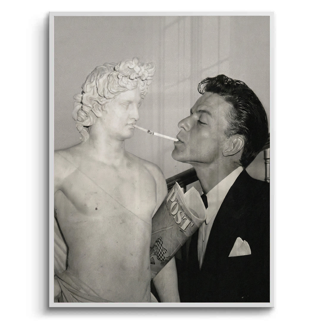 2Frank Sinatra Lighting a Cigarette from a Greek Statue - Fine Art