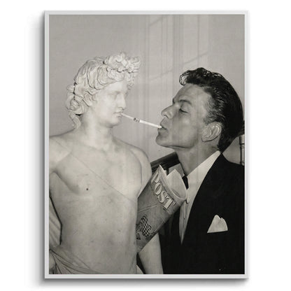 Frank Sinatra Lighting a Cigarette from a Greek Statue - Fine Art