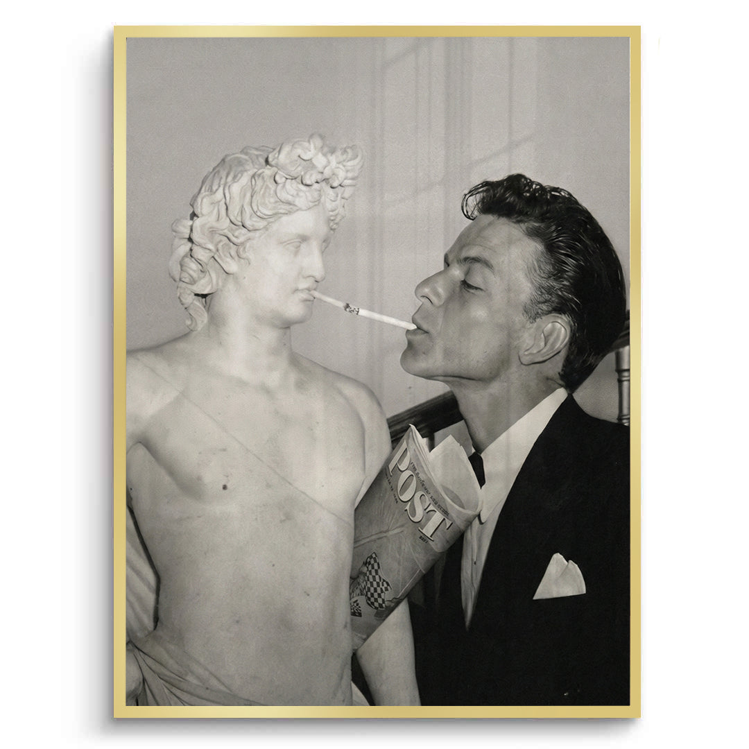 2Frank Sinatra Lighting a Cigarette from a Greek Statue - Fine Art