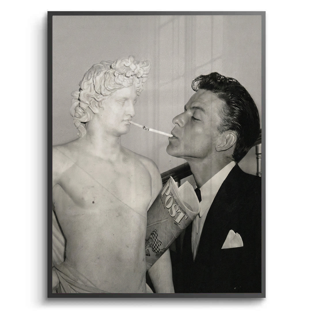2Frank Sinatra Lighting a Cigarette from a Greek Statue - Fine Art