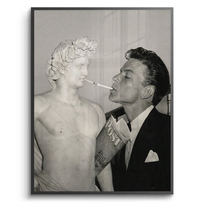 Frank Sinatra Lighting a Cigarette from a Greek Statue - Fine Art