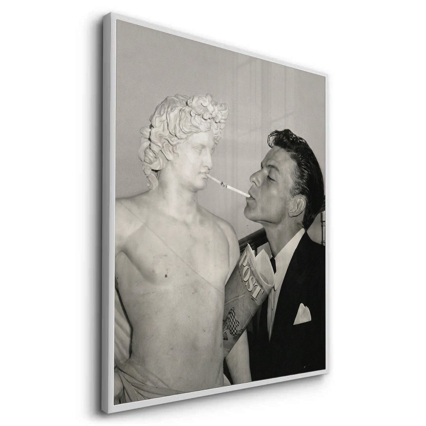 2Frank Sinatra Lighting a Cigarette from a Greek Statue - Fine Art