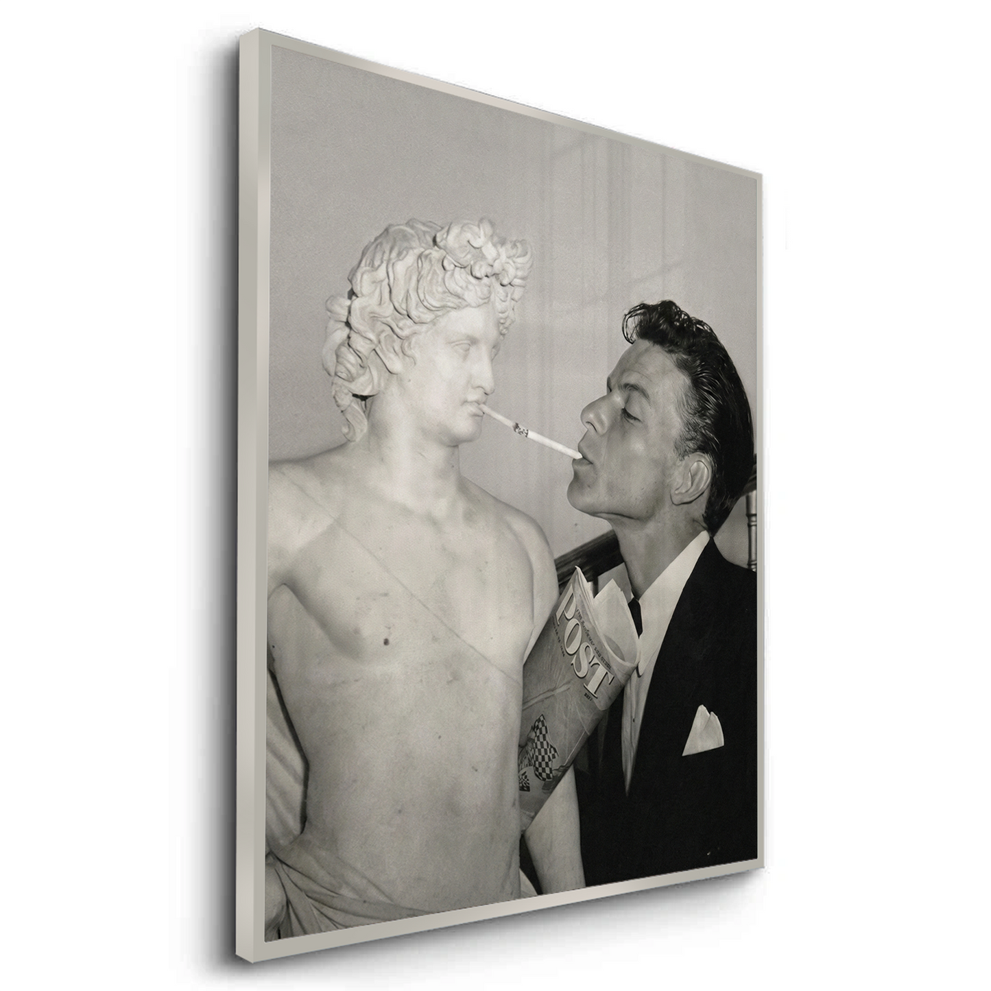 2Frank Sinatra Lighting a Cigarette from a Greek Statue - Fine Art