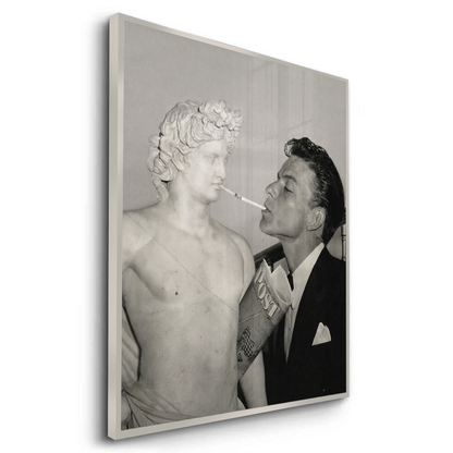 Frank Sinatra Lighting a Cigarette from a Greek Statue - Fine Art