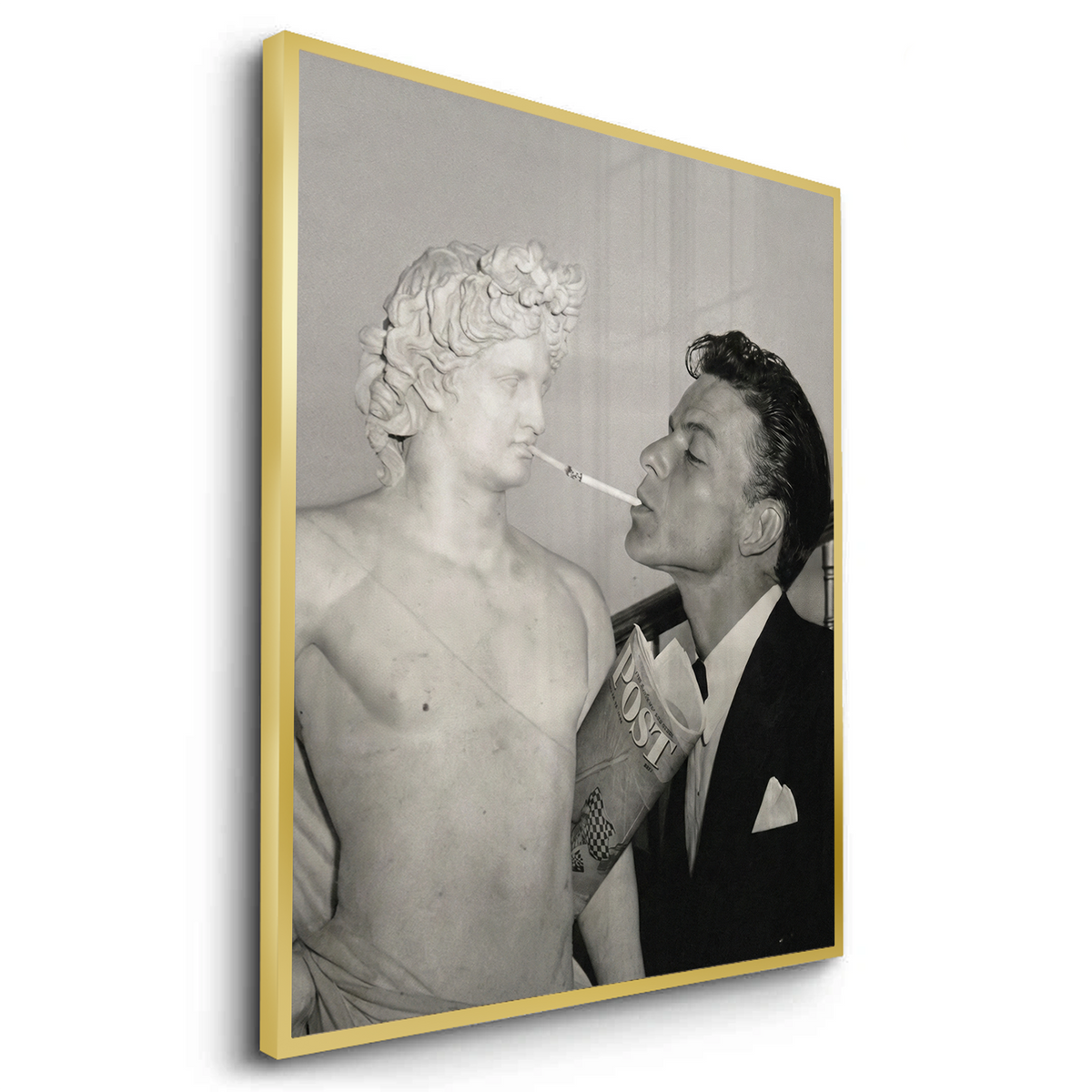 Frank Sinatra Lighting a Cigarette from a Greek Statue - Fine Art