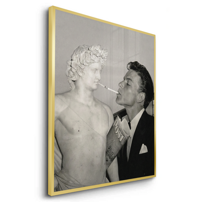 Frank Sinatra Lighting a Cigarette from a Greek Statue - Fine Art