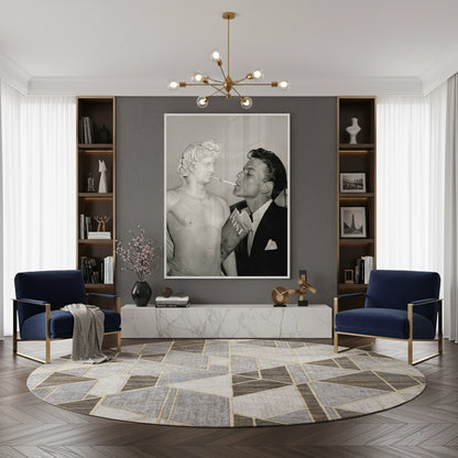 Frank Sinatra Lighting a Cigarette from a Greek Statue - Fine Art