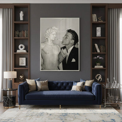 Frank Sinatra Lighting a Cigarette from a Greek Statue - Fine Art